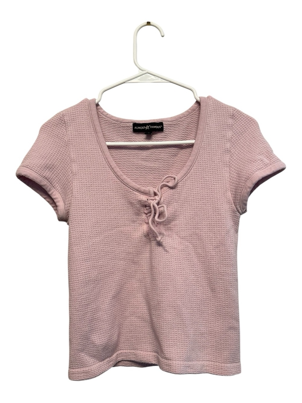 Vintage Y2K Almost Famous Fairy Pink Tie-Front Baby Doll Top Size Large